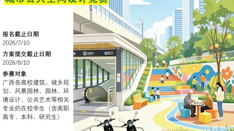2026年广西“桂花杯”大学生艺术赋能城市更新·“小而美”城市公共空间设计竞赛